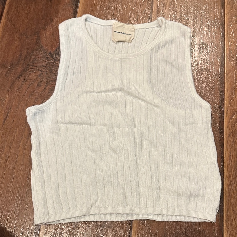 Silence + Noise Light Gray Ribbed Tank Top